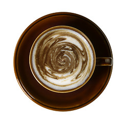 Image showing coffee cup with weird squirly milk froth