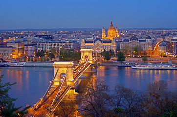 Image showing budapest chain bridge skyline