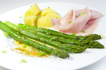 Image showing green asparagus butter sauce