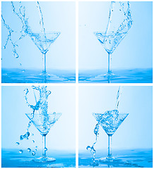 Image showing Collage of Water Splashing in a Wineglass
