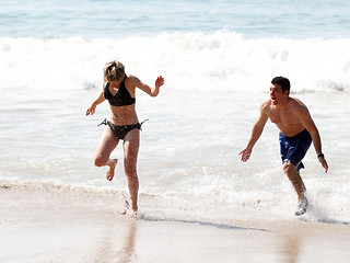 Image showing Playing on the beach