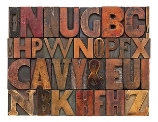 Image showing antique lettepress wood type alphabet