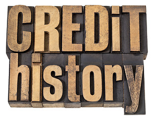 Image showing credit history text in wood type