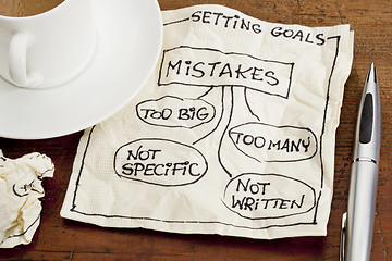 Image showing mistakes in setting goals on napkin