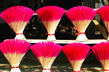 Image showing Red incense or joss sticks for buddhist prayers