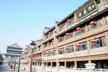Image showing Historic buildings downtown of Xian China