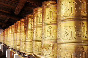 Image showing Tibetan prayer wheels