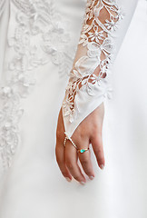 Image showing Female hand - wedding glove