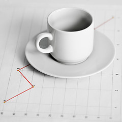 Image showing Empty coffee cup on desk in the office