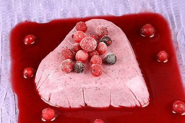 Image showing Heart shaped wild berries bavarian cream