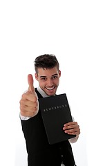 Image showing Enthusiastic man with a job application
