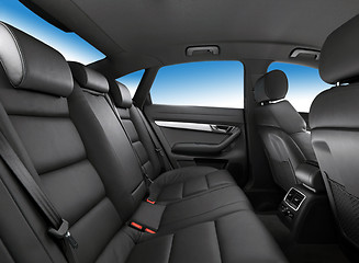 Image showing car interior, passenger places with leather