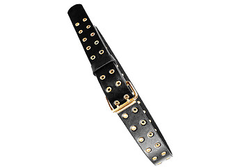 Image showing stylish black leather belt isolated