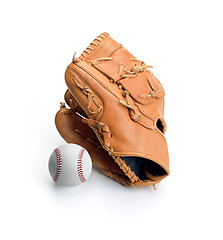 Image showing Baseball glove and ball isolated