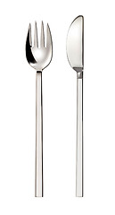 Image showing Flatware on white background. Fork and knife.