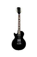 Image showing Beautiful black electric guitar isolated on white