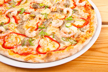 Image showing pizza with shrimps