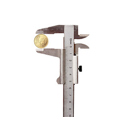 Image showing Vernier calipers with coin isolated