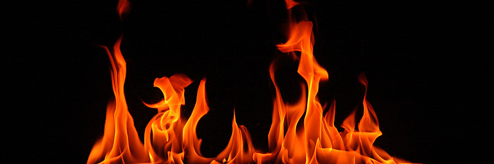 Image showing Close-up of fire and flames on a black background