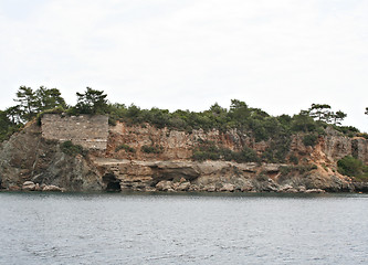 Image showing Reflection of mountain and coastal line