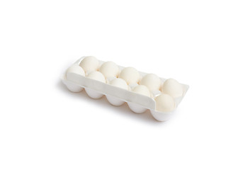 Image showing Ten white eggs in a package to isolate