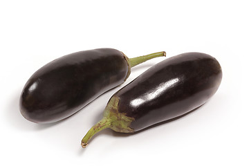 Image showing eggplants isolated on white background close up