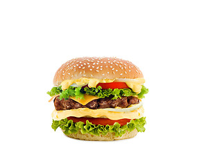 Image showing cheeseburger on white