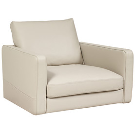 Image showing A studio shot of a leather white armchair