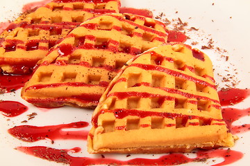 Image showing Waffles with strawberry