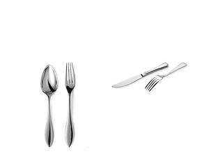 Image showing Fork, spoon and knife isolated