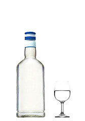 Image showing Bottle and glass of vodka