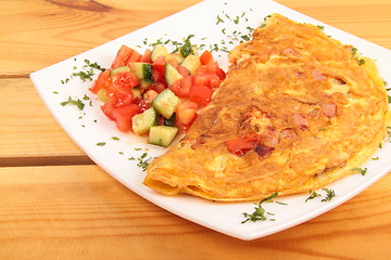 Image showing Bacon omelet with vegetables
