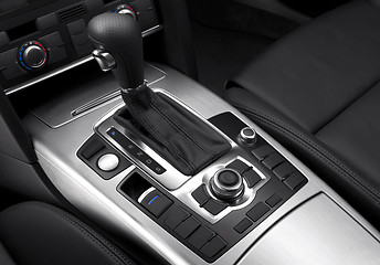 Image showing close up view of car gearshift and details