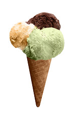 Image showing Ice cream scoops on cone