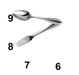 Image showing Clock made of spoon and fork isolated