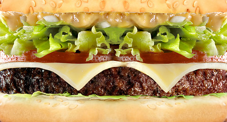 Image showing Cheeseburger hamburger macro close-up