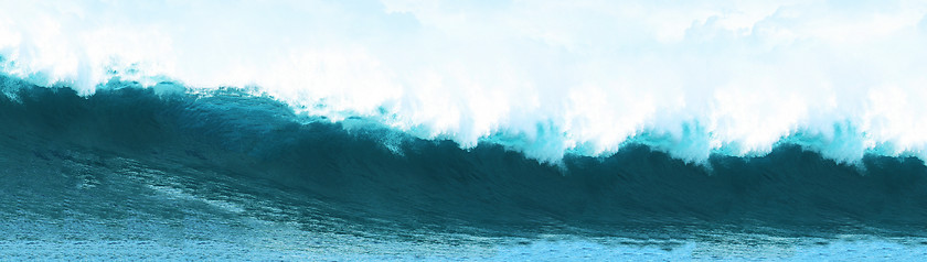 Image showing Big Blue Surfing Wave Breaks in Ocean