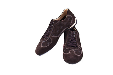 Image showing Brown suede men shoes