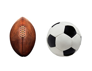 Image showing Football and rugby ball isolated