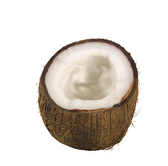 Image showing Half of ripe coconut isolated on white