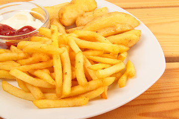 Image showing french fries and ketchup close up