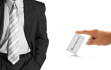 Image showing hand of businessman offering businesscard