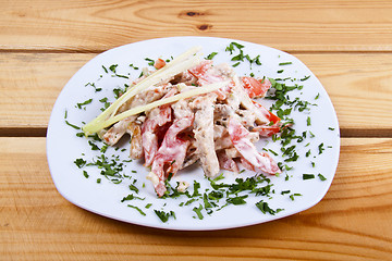 Image showing salad on wood