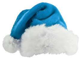 Image showing Blue and white santa hat shot on a white background