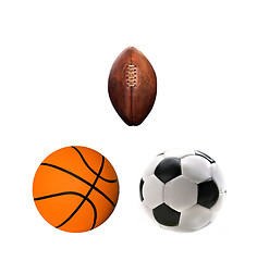 Image showing A group of sports balls on a white background