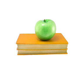 Image showing book with apple isolated on white background