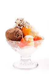 Image showing Ice Cream in bowl with fruits