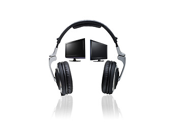 Image showing Headphones and LCD monitors