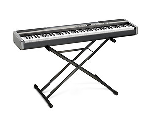 Image showing Digital portable piano on stand isolated