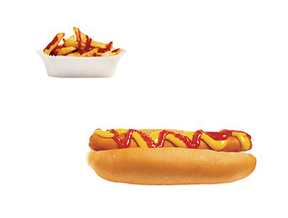 Image showing hot dog with fries